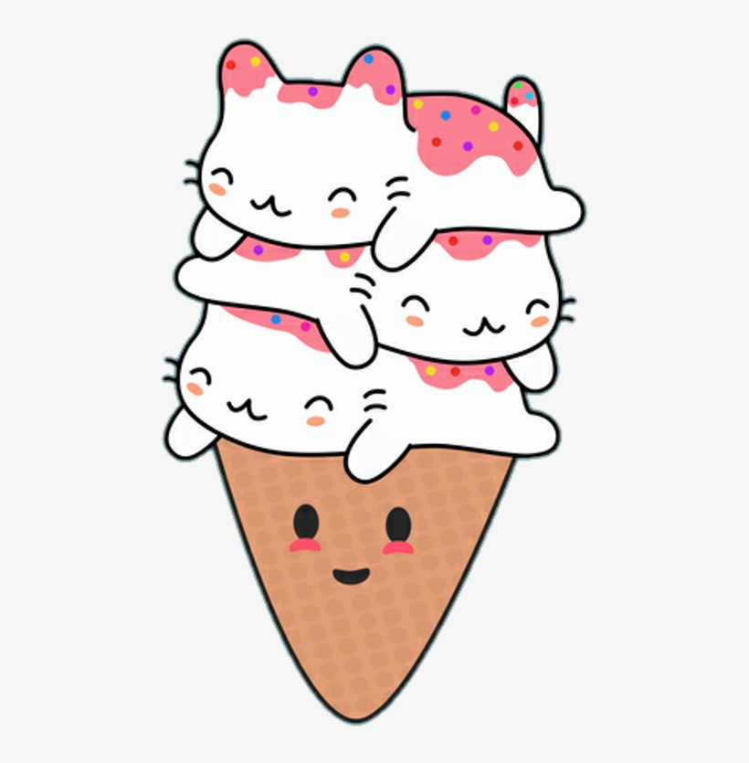 Pink Girls Kawaii Cute Tumblr Dreams Sadness Sad Girls - Dessert - Cat Ice Cream Is So Kawaii T Shirt &, transparent png #656546