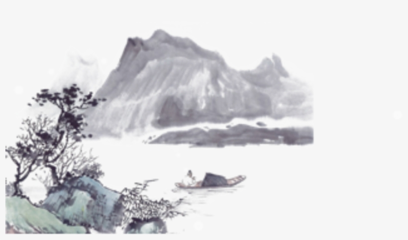 Ftestickers Watercolor Inkpainting Landscape Mountains - Chinese Landscape Png, transparent png #657635