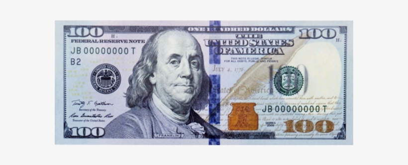 Cédula De Dólar - 100 Dollar Bill 2017, transparent png #657927