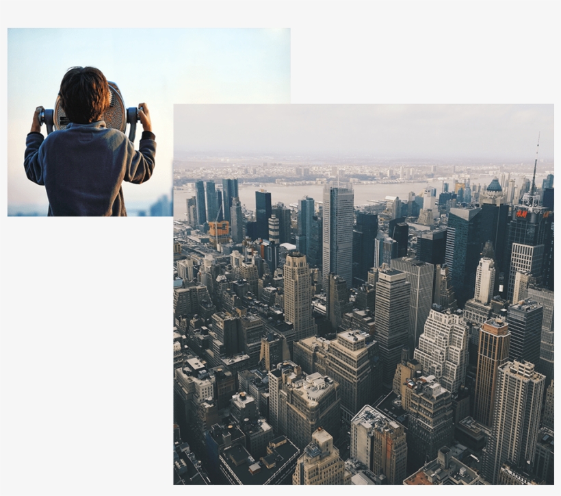 New York Skyline And Boy Looking Out To Nyc - New York City, transparent png #658933