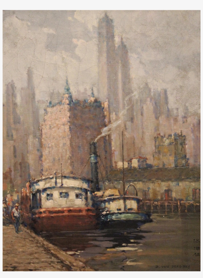 David Wu Ject-key Oil Painting Impressionist Cityscape - Oil Painting, transparent png #659772
