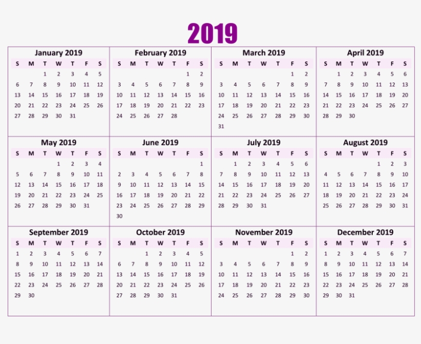 Download 2019 Calendar Png Wallpaper Png Images Background, transparent png #6500144
