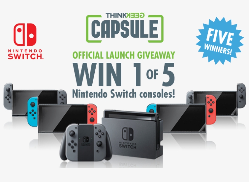 Win 1 Of 5 Nintendo Switch Consoles, transparent png #6505941