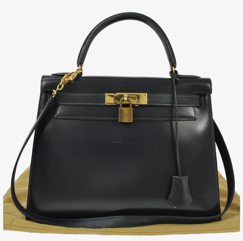 Hermès Kelly 28 Sellier Box Black, transparent png #6525210