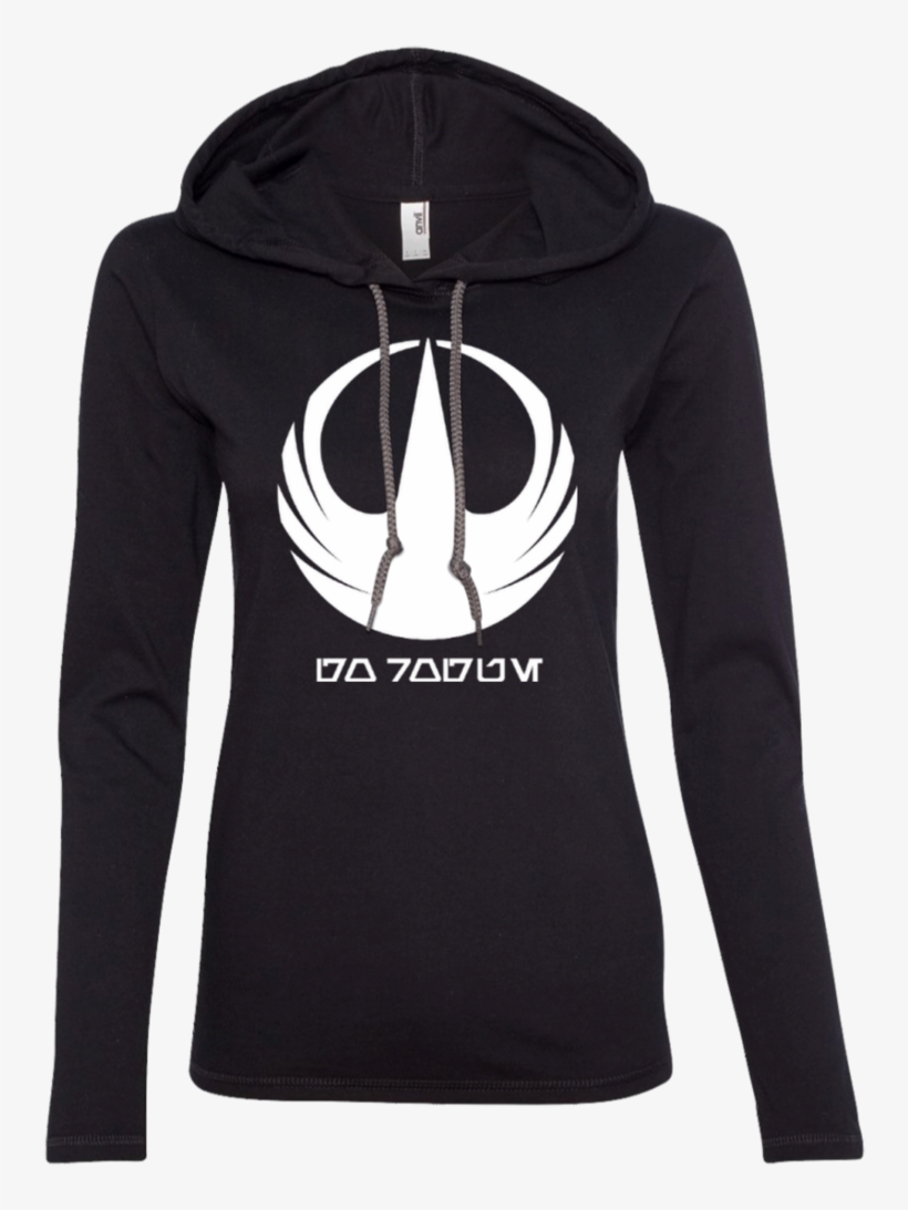 Rogue One White Logo Ladies Ls T-shirt Hoodie, transparent png #6525266