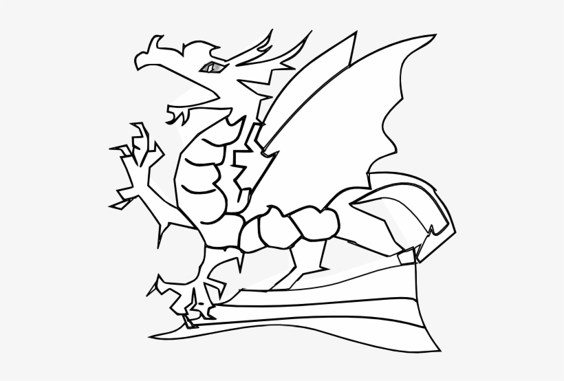 Dragon Drake Riu Black White Line Art 555px, transparent png #6530931