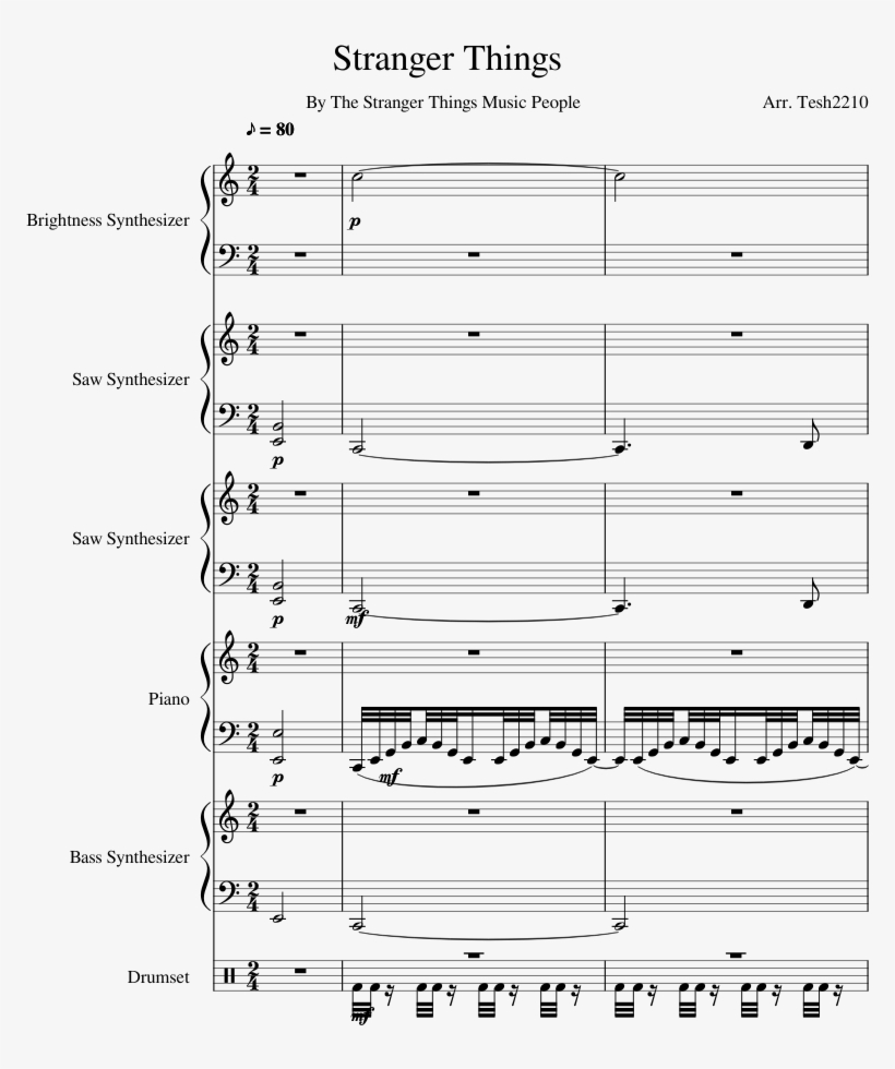 Stranger Things Sheet Music Composed By By The Stranger, transparent png #6536395