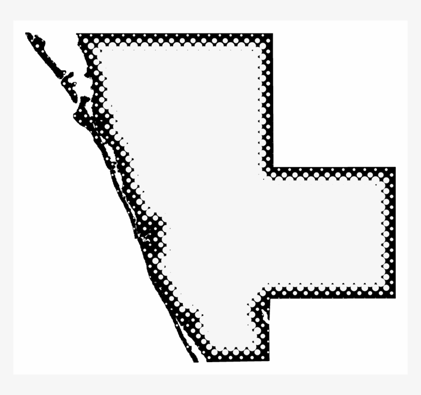 A Map Of Sarasota With Dots Reversed Out Of A Black, transparent png #6551256