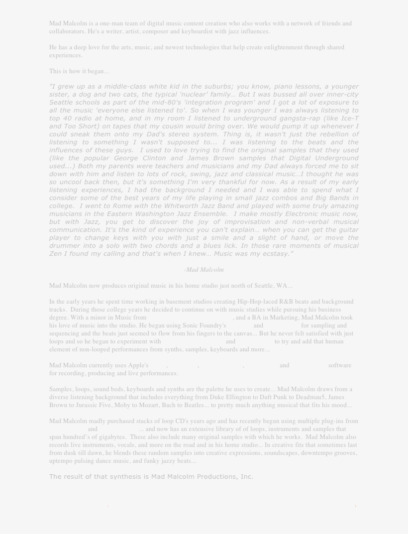 Mad Malcolm Is A One-man Team Of Digital Music Content, transparent png #6554209