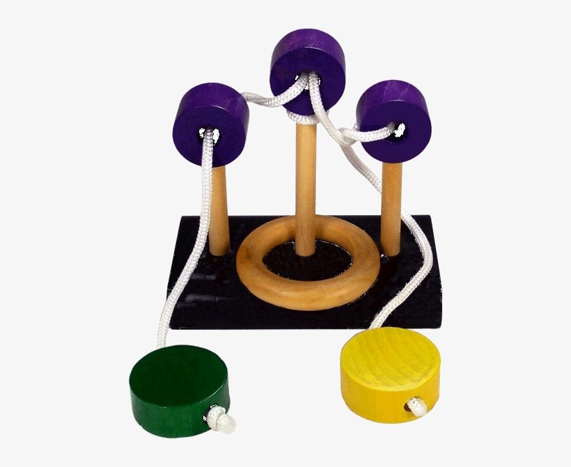 Triple Post Wood And Rope Disentanglement Puzzle With, transparent png #6555138