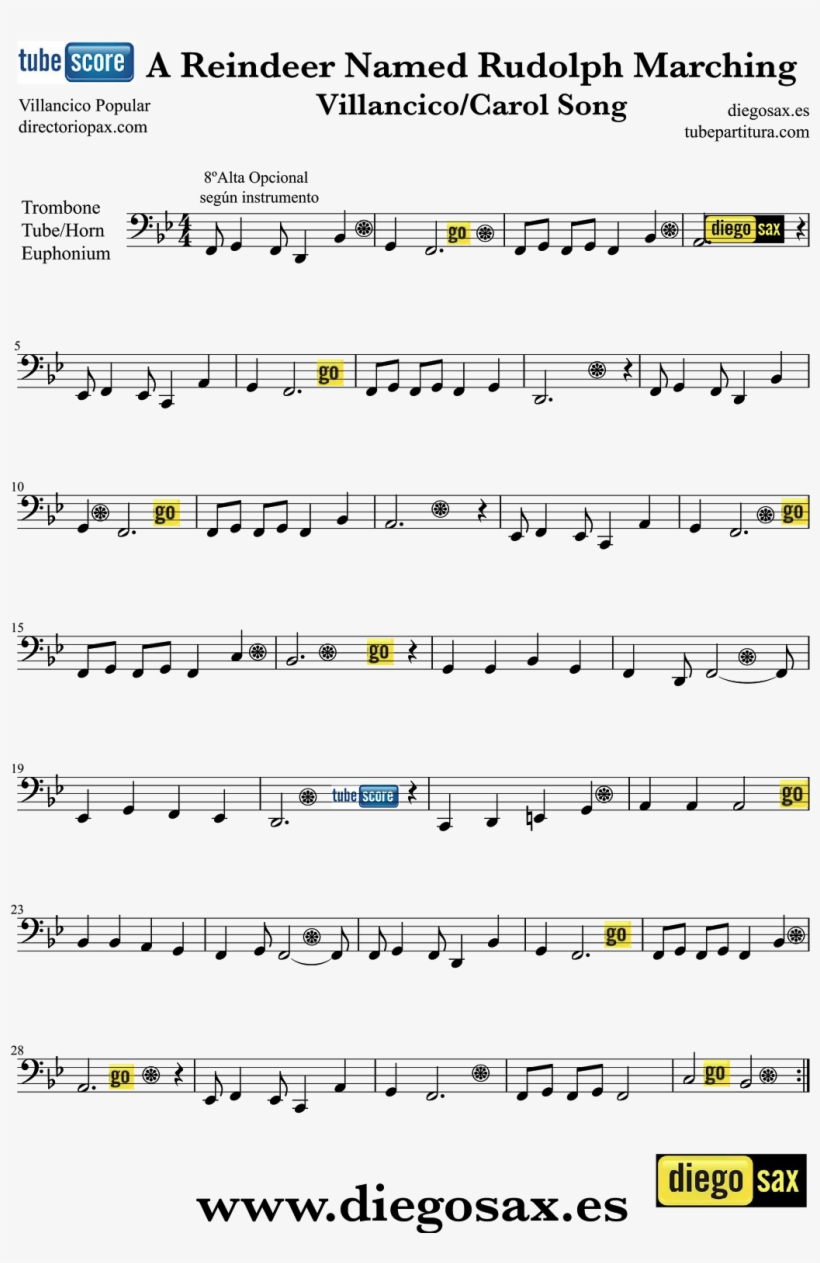 Diegosax Partituras Rudolph The Red-nosed Reindeer, transparent png #6563196