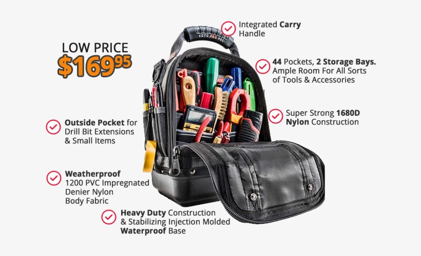 Veto Pro Pac Tech-mct 44 Pocket Tool Bag, transparent png #6564157