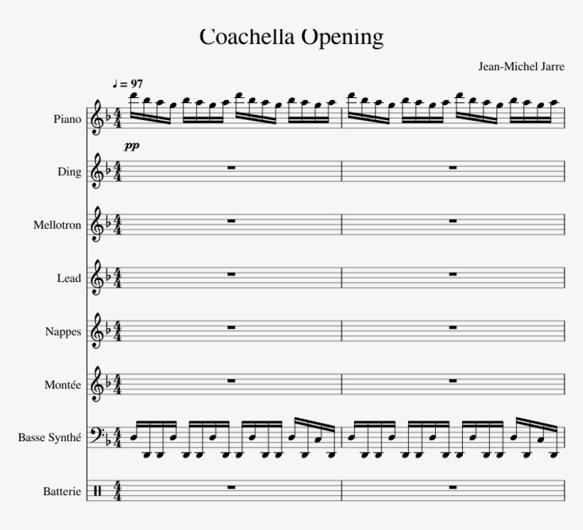 Coachella Opening Incomplete Sheet Music For Flute,, transparent png #6566804