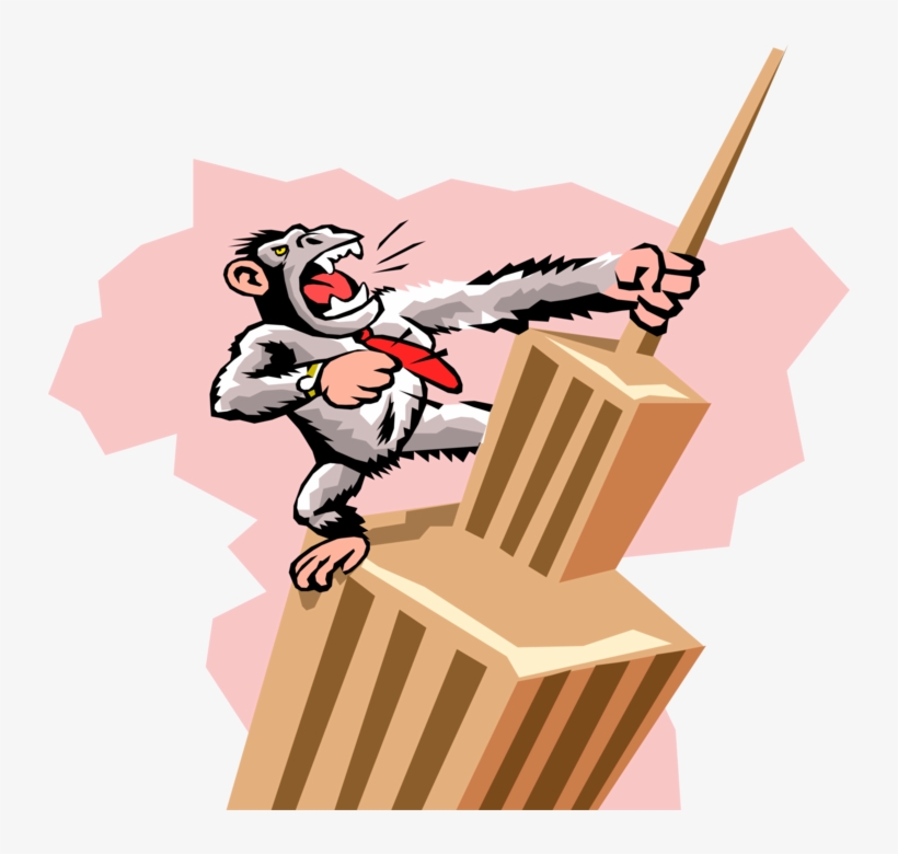 Vector Illustration Of Primate Gorilla King Kong Climbs, transparent png #6568492