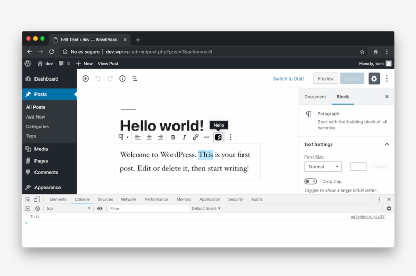 The Button We Just Added In A Rich Text Block In Gutenberg, transparent png #6574557