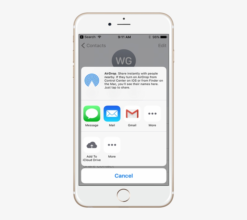 Iphone Contact Share Options, transparent png #6575599