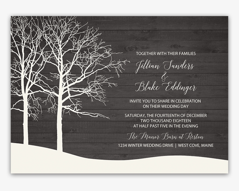 Rustic Tree Winter Wedding Thank You Note Cards, transparent png #6584508