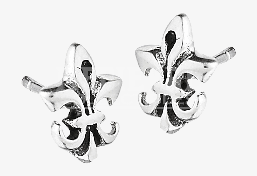 Sterling Silver Fleur De Lis Stud Earrings, transparent png #6589911