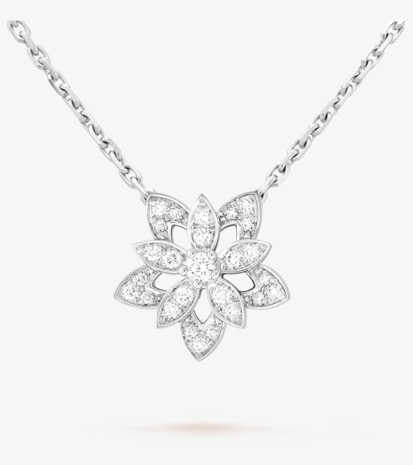 Lotus Openwork Pendant, Mini Model, White Gold, Diamonds, transparent png #6590557