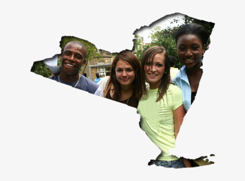 Smiling Teens In Outline Of New York State, transparent png #6592755