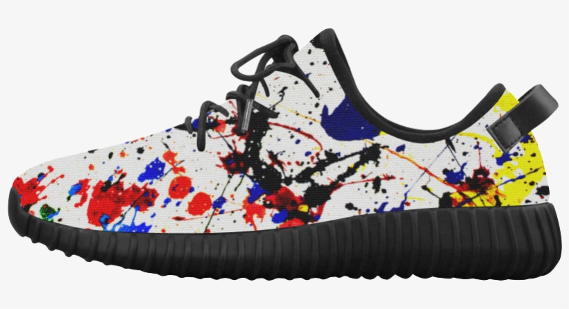 Blue , Black, Red, Yellow Paint Splatter Women's Shoes, transparent png #6593393