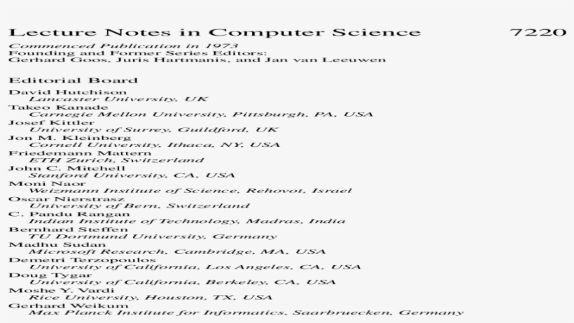 [lecture Notes In Computer Science] Transactions On, transparent png #6593518