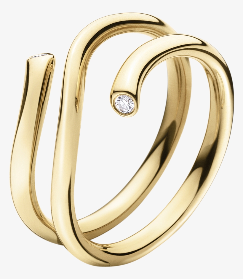 Yellow Gold Ring With Brilliant Cut Diamonds By Georg, transparent png #6596616