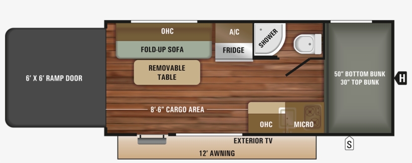 Toy Hauler Travel Trailer Floor Plan, transparent png #6598224