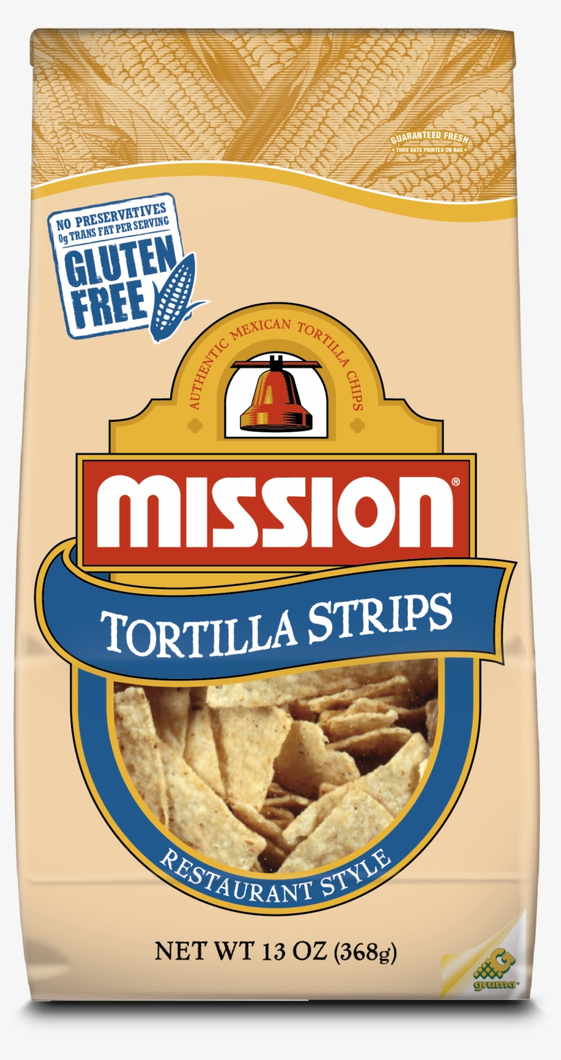 Mission Brown Bag White Corn Strips Is - Mission Tortilla Chips Strips, transparent png #661281