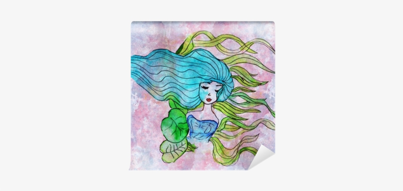 Watercolor Illustration Of A Girl With Colorful Hair - Watercolor Painting, transparent png #664040