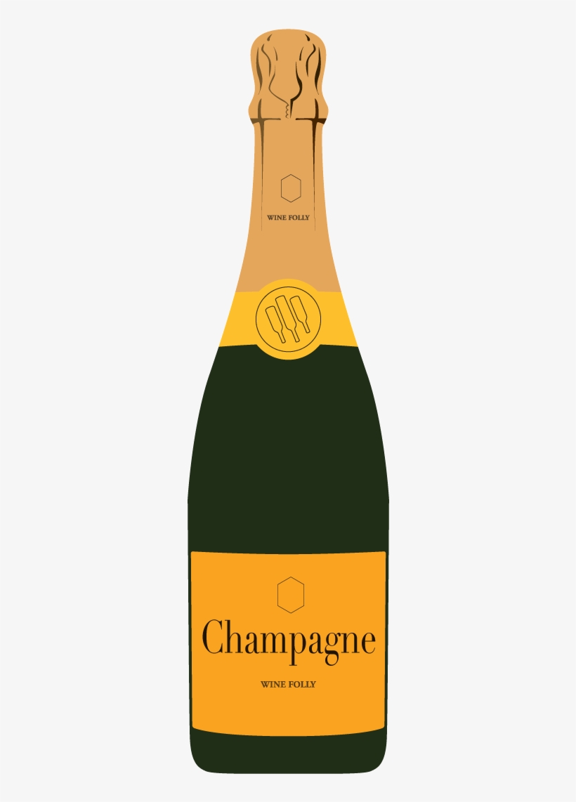Champagne Bottle Gold Label Illustration - Glass Bottle, transparent png #664218
