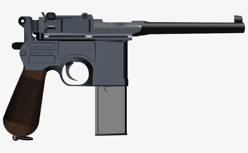 Royalty-free Clipart Illustration Of A Black And White - Mauser C96, transparent png #664268