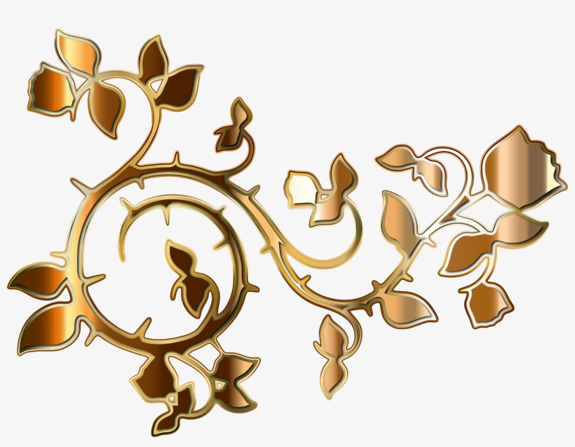 This Free Icons Png Design Of Gold Roses And Vines, transparent png #664440
