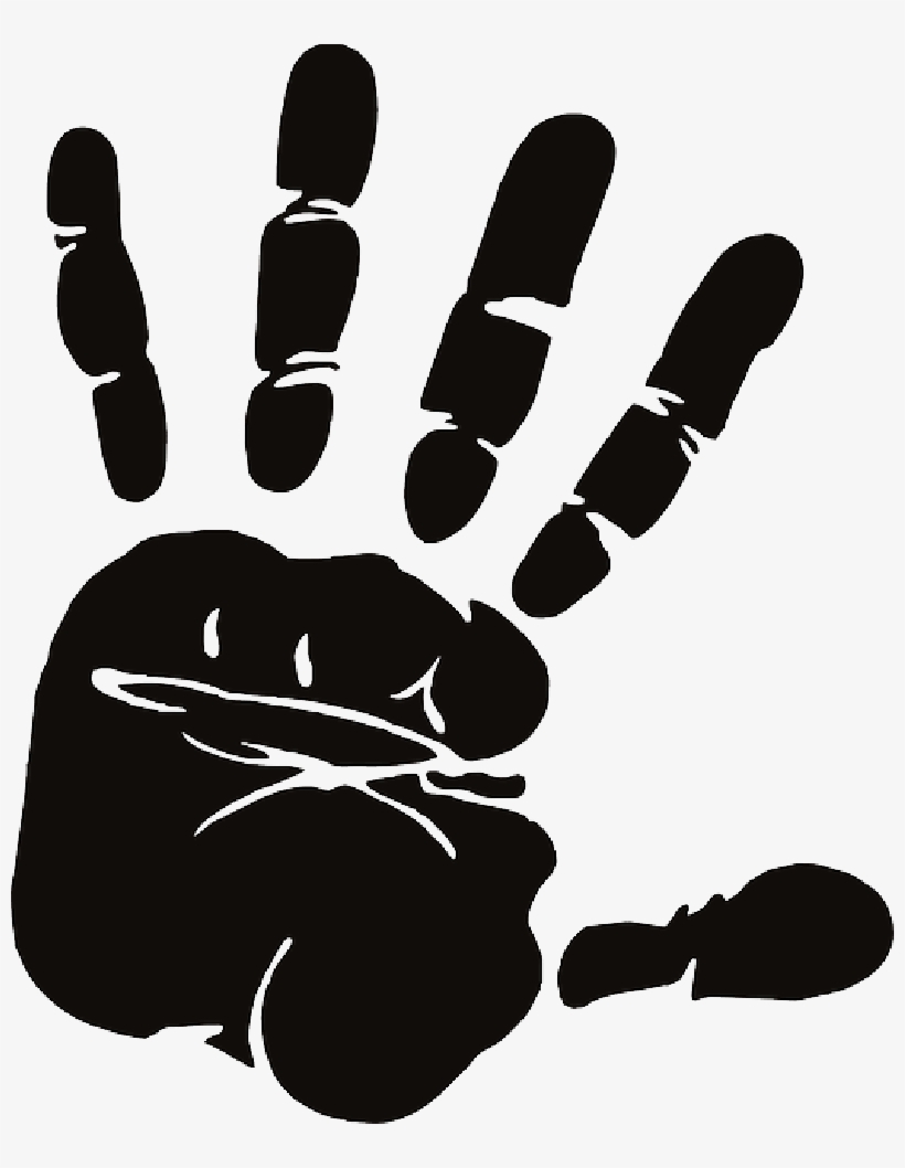 Hand, Palm, Fingers, Spread, Silhouette, Stop, - Hand Print Clipart Black And White, transparent png #666309