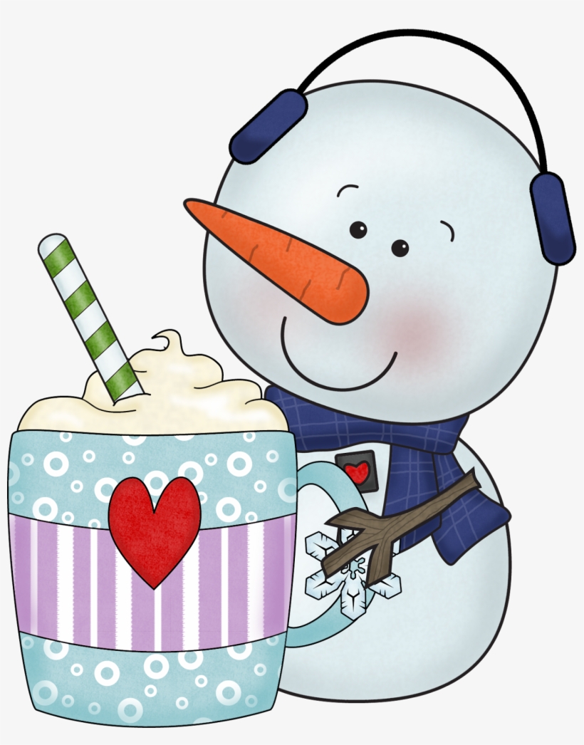 Hot Chocolate Clipart Cute - Snowman With Hot Chocolate, transparent png #666783