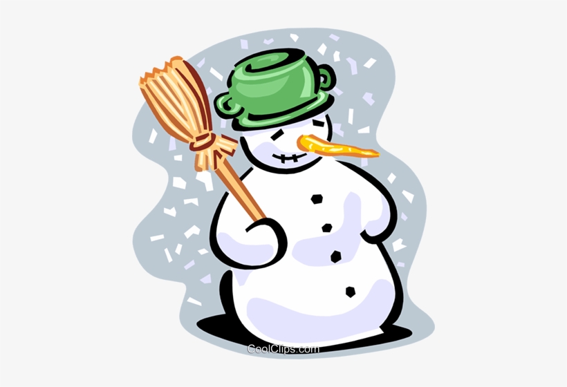 Snowman With Broom Royalty Free Vector Clip Art Illustration - Winter Holidays, transparent png #666928