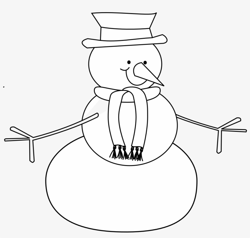 Snowman 1,855×1,676 Pixels - Snowman Black And White Clip Art, transparent png #666951