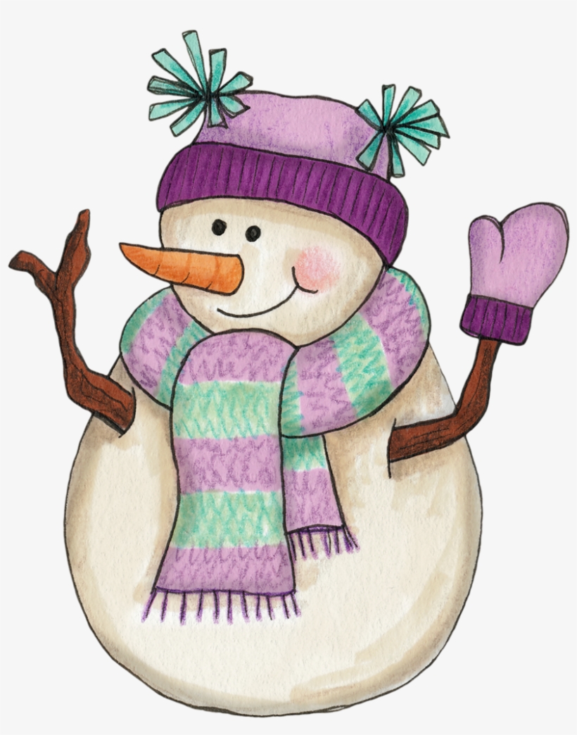 Snowman In Lavender - Girl Snowman Clipart, transparent png #667165