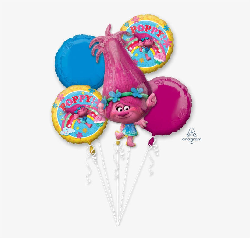 Trolls Poppy Foil Balloon Bouquet, transparent png #667313