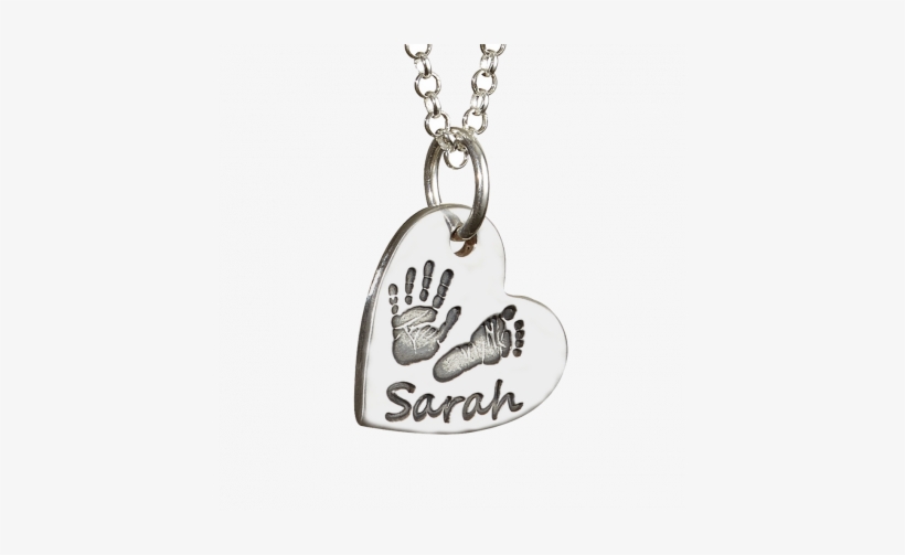 Small Handprint And Footprint Heart Necklace - Memorial Handprint And Footprint Heart Necklace, transparent png #667554