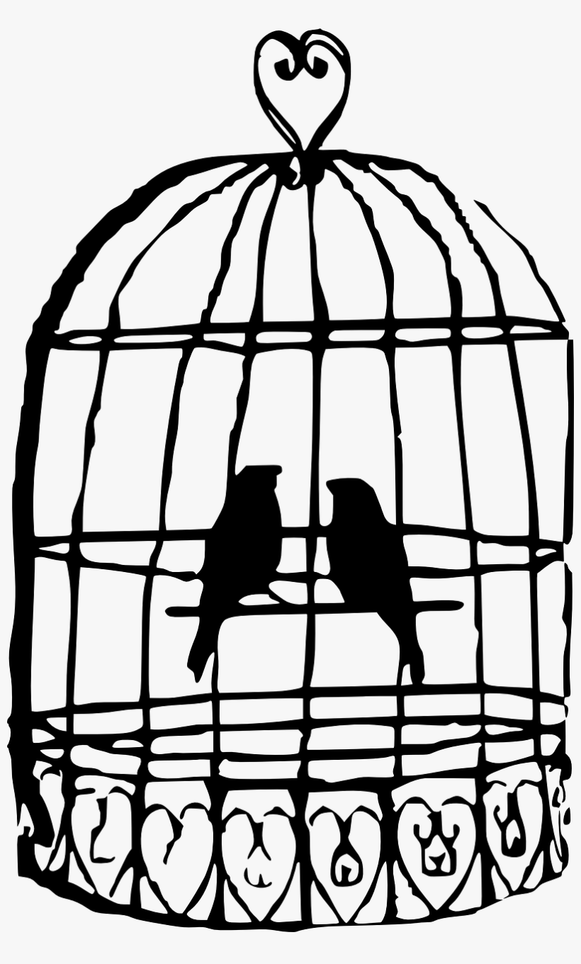 Birdcage Lovebirds Grey Clip Art At Clker - Birdcage Drawing, transparent png #668686