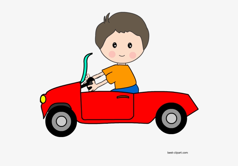 Kid Driving A Red Car Clipart - Car Png Clipart - Free Transparent PNG