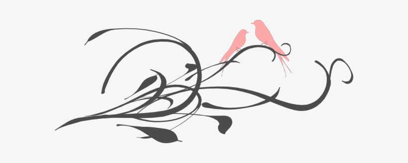 Pink Love Birds On A Branch Clip Art - Love Birds Clipart Pink, transparent png #668882