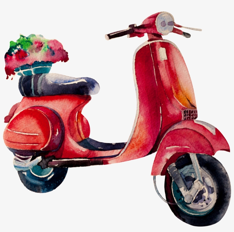 Red Motorcycle Watercolor Vehicle Transparent - La Dolce Vita Flayer, transparent png #668883