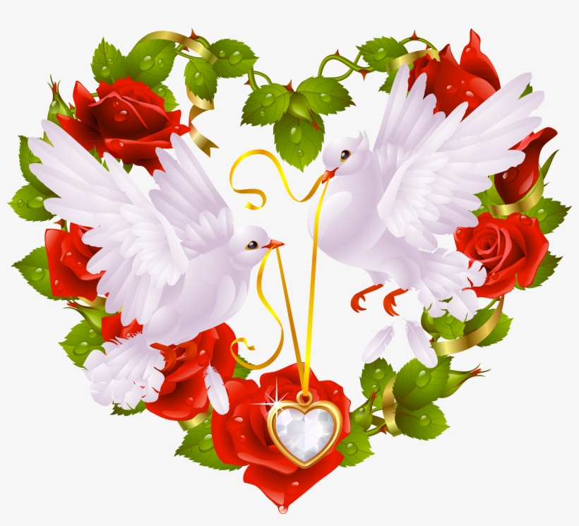 Doves With Heart Clipart - Wedding Doves Png, transparent png #669060