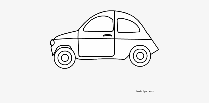 Free Black And White Car Clip Art - Fiat 500, transparent png #669106
