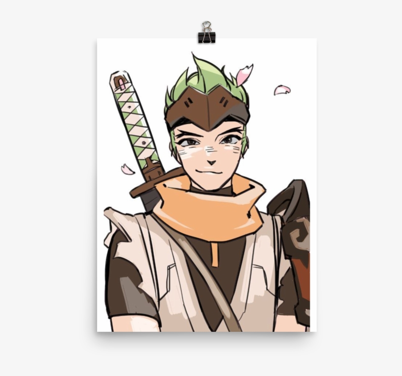 Genji And The Sakura Petals - Genji Human Overwatch Fanart, transparent png #669531