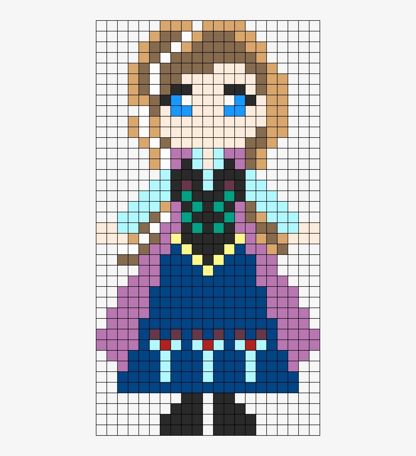Frozen Cutie Anna Perler Bead Pattern, transparent png #6600054