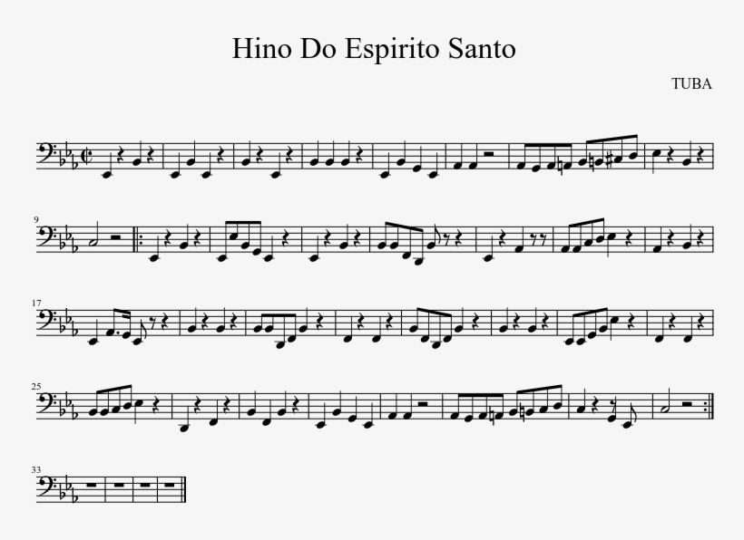 Hino Do Espirito Santo Sheet Music Composed By Tuba, transparent png #6603795