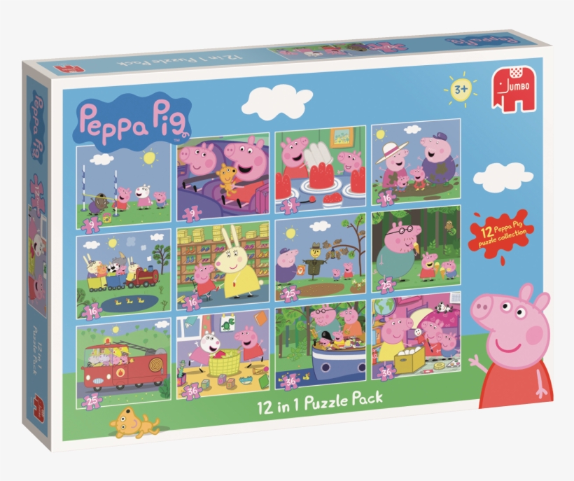 Peppa Pig 12in1 Puzzle Pack, transparent png #6603917